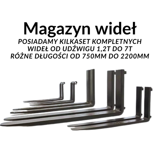 Kompletne widły długość 1000mm klasa karetki 3A udźwig  3.5T 100x45 mm